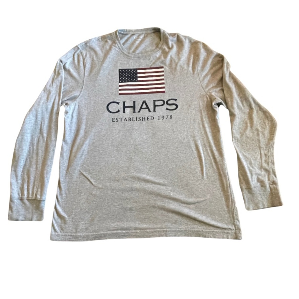 Vintage 90’s Men’s Chaps Ralph Lauren Long Sleeved Tshirt.  XL American Flag
